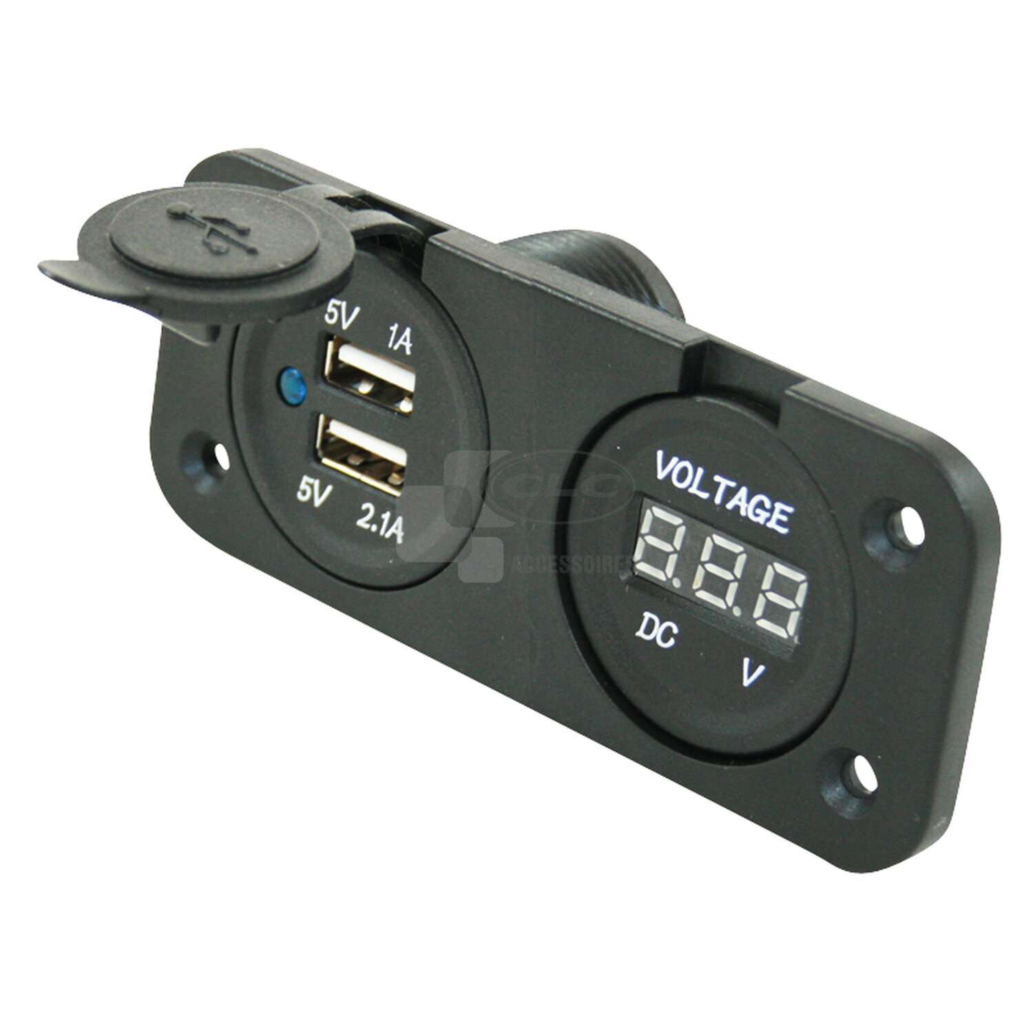Socle 2 prises USB + voltmètre Encastrable 470027